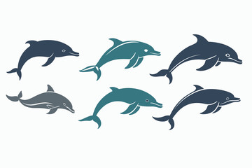 Fototapeta premium set of dolphins