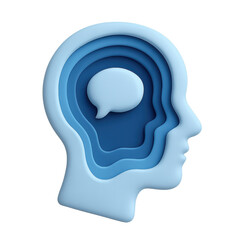 Inner Dialogue: A contemplative illustration of a human head, showcasing the layers of thoughts and communication, creating a visual exploration of cognition and ideas.