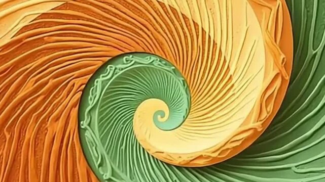 vector spiral loop, burnt orange background, pale green motion, seamless background animation, retro vector swirl, flat abstract motion, 4K seamless loop, hypnotic swirl pattern, retro motion graphics