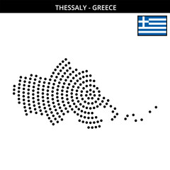 Big circular dotted map of thessaly of greece
