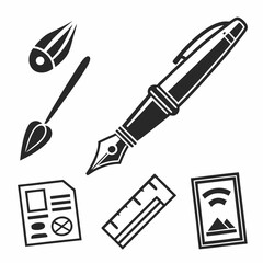 Obraz premium Black Art & Design Tool Icons – Vector Line Pack 