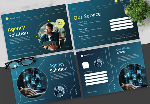 Gradient Blue And Yellow Corporate Postcard