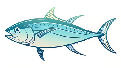 Vector icon of a swimming tuna using gradient tones, perfect for modern seafood branding.