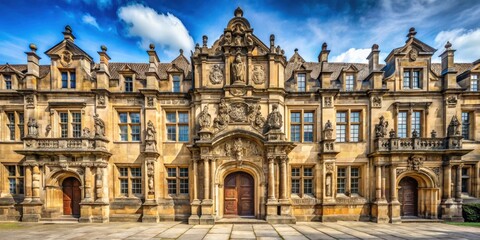 Fototapeta premium Ancient University building with ornate stone carvings