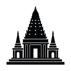 Obraz premium Indian Temple Silhouette Meenakshi-Style Architecture Vector Illustration