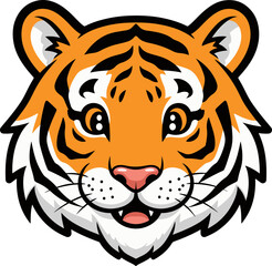 Happy Cartoon Tiger Face