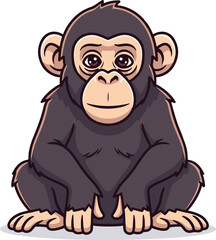 Obraz premium Cute Cartoon Chimpanzee Sitting