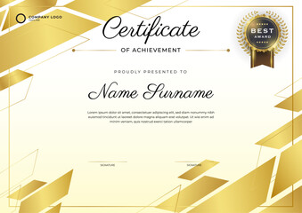 White and gold modern certificate template