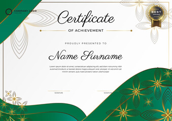 Multipurpose modern green and gold certificate template