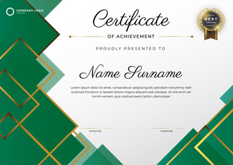 Multipurpose modern green and gold certificate template
