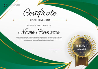 Multipurpose modern green and gold certificate template