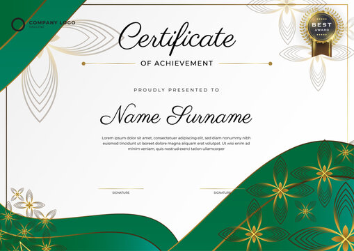 Multipurpose modern green and gold certificate template