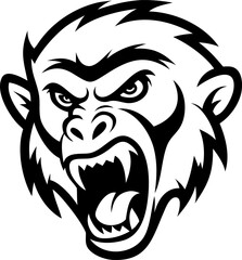 Vector Illustration of an Angry Baboon Symbol A Fierce Primate Design for Logos Mascots and Creative Projects with Aggressive Wildlife Themes