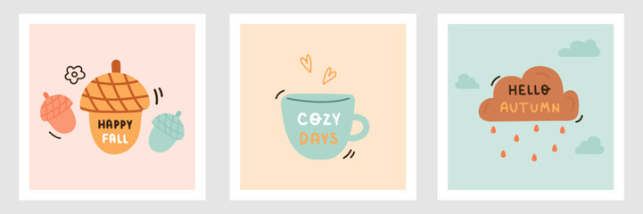 Fall season template collection with lettering