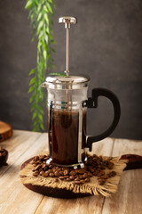 French press, also known as a piston coffee maker or French coffeemaker, is a simple device for preparing hot coffee.