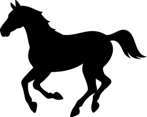 Dynamic silhouette illustration of a running horse showcasing power and grace perfect for equestrian themes logo design or artistic representations of