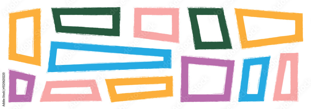 Poster abstract texture frames for text and highlight. hand drawn colorful rectangle brush grunge stroke. v
