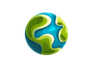 Abstract green and blue earth globe illustration, On Transparent Background, Png