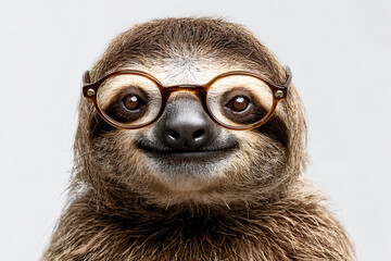 a sloth wearing glasses and a pair of glasses