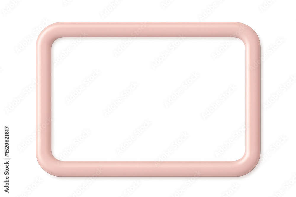 Poster pink rectangular frame with soft rounded corners, creating delicate minimalist design against transp