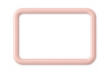 Pink rectangular frame with soft rounded corners, creating delicate minimalist design against transparent backdrop
