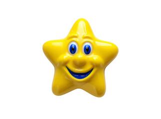 Happy yellow star toy smiling face childrens plaything, On Transparent Background, Png