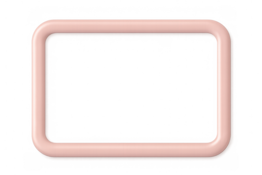Pink rectangular frame with soft rounded corners, creating delicate minimalist design against transparent backdrop - Powered by Adobe