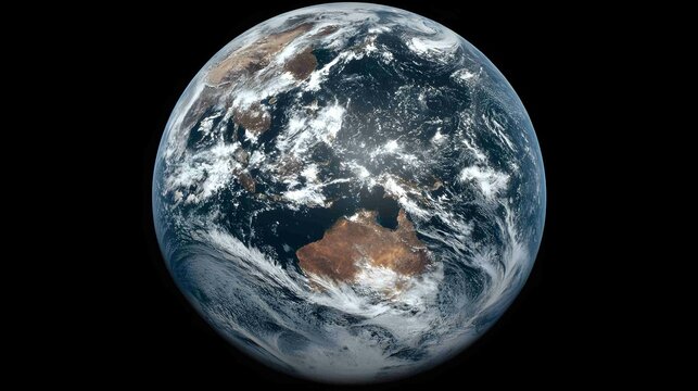 Global Vantage Point: A breathtaking view of our planet from space, showcasing continents, oceans, and atmospheric details. - Powered by Adobe