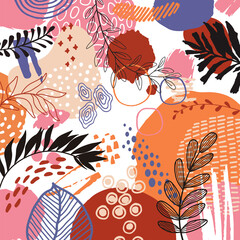 Spring flower background with beautiful. Hand drawn colourful art background design.