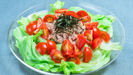 ツナとトマトの和風レタスサラダ