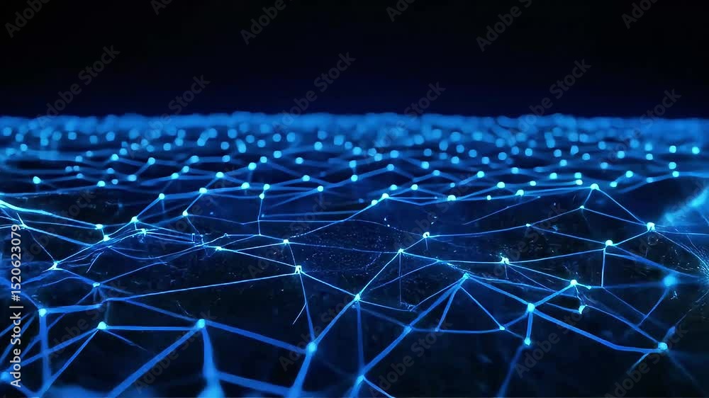 Aufkleber abstract blue network: dynamic nodes and connections