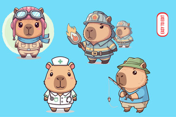 cute capybara clip art vector illustration for educational purpose