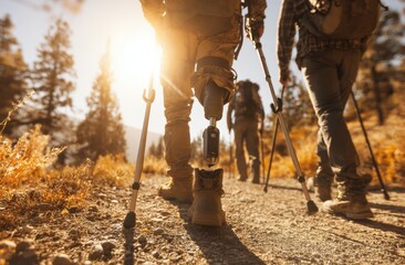 Hikers exploring nature trail outdoor adventure
