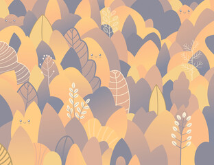 Nature landscape background. Foliage line art drawing with abstract shape.Plant Art design for print, cover, wallpaper, Minimal and natural wall.