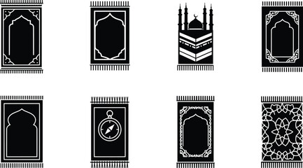 Islamic Prayer Rugs Vector Illustration Set