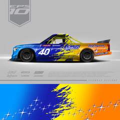 Vehicle wrap design vector. Graphic abstract stripe racing background kit designs for wrap race car, rally, adventure and livery. Full vector eps 10
