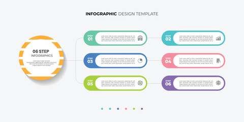 Fototapeta premium infographic label design with circle infographic template design and 4,5,6 options or steps. Can be used for process diagram, presentations, workflow layout, banner, flow chart, info graph