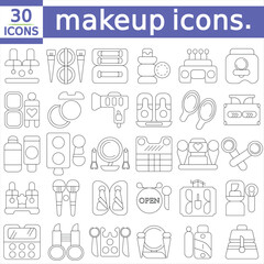   makeup icons. Simple line art style icons pack. Vector illustration
