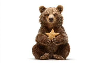 Fototapeta premium a bear holding a star in its paws