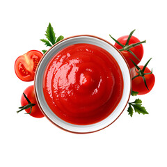 tomato sauce in a bowl on transparent background