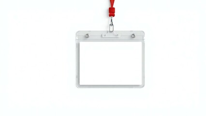 Obraz premium Blank clear plastic id badge with red lanyard