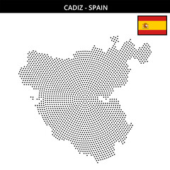 Fototapeta premium Medium circular dotted map of cadiz in Spain