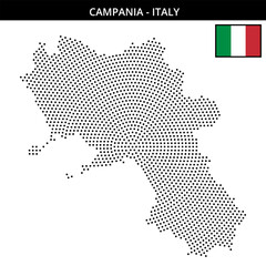 Fototapeta premium Medium circular dotted map of campania in Italy