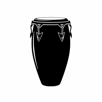 Black silhouette of a single conga drum standing upright on a white background, showing the tuning hardware.