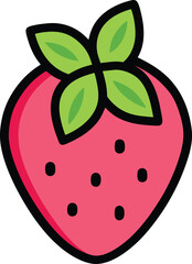 Pink strawberry icon  vector illustration on transparent background.