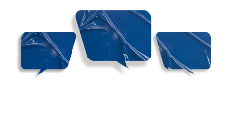 Blue speech bubble crumpled paper isolated on transparent background