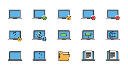 Laptop Icons A Collection of 15+ Colorful Vector Illustrations for Websites and Apps