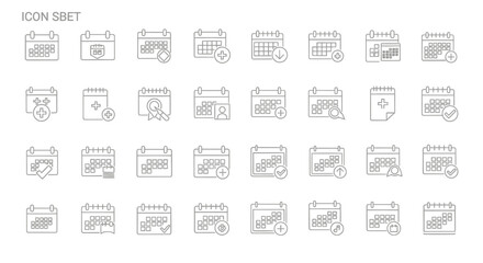 Extensive Collection of Calendar Icons 30+ Line Art Designs for Scheduling and Planning