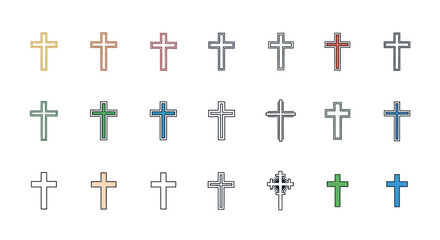 Collection of Colorful Christian Cross Icons  Vector Graphics for Design Projects