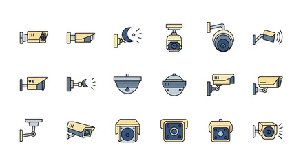Security Camera Icons 20 High-Quality EPS Vector Illustrations for Design Projects